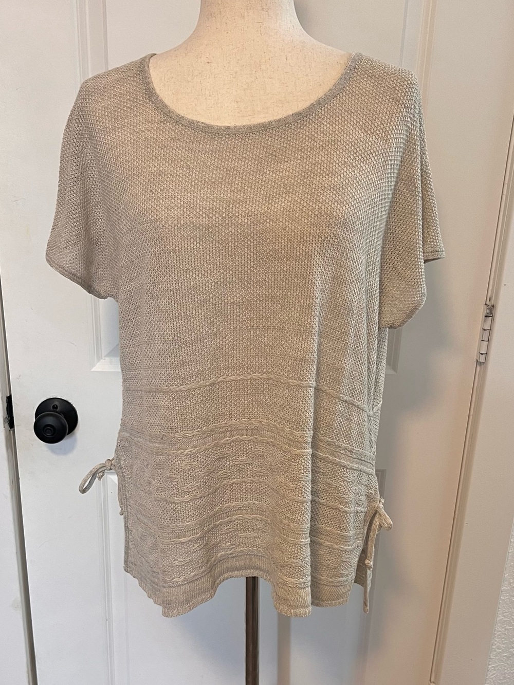 CJ Banks Knit Short Sleeve Sweater Boho Swim Coverup Beachy